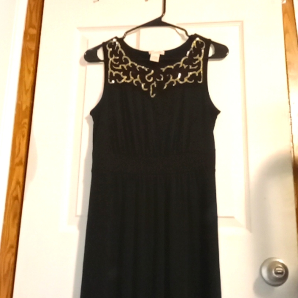 Carlalite small black gold sequence maxi dress